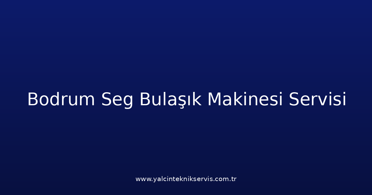 Bodrum Seg Bulaşık Makinesi Teknik Servisi